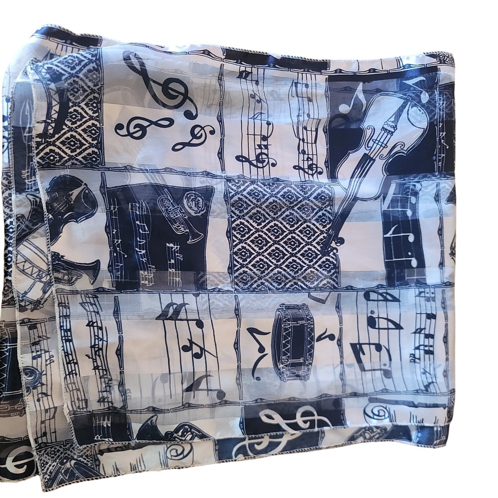 Music Notes Print Scarf‎ Fashion Accessory Lightweight Wrap For Women 60" X 13"